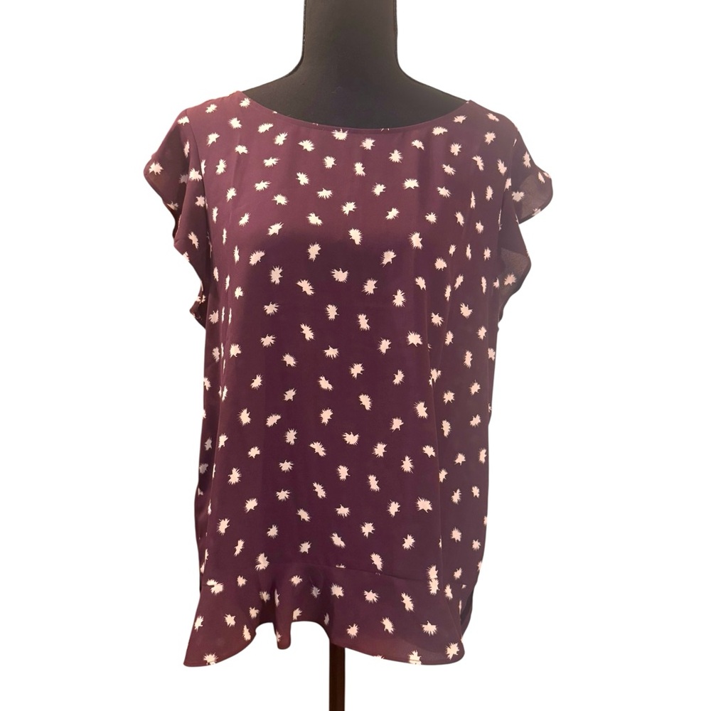 Womens purple & white Loft dressy blouse size L